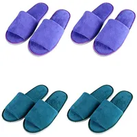 Teceyfeet 4 Paars Gästehausschuhe Set, Hausschuhe Herren Hotelslipper Winter warm Gästepantoffeln Damen Hochwertig Spa Slipper Waschbar Bequeme Frottierslipper Hausschuhe für Gäste - 43 EU