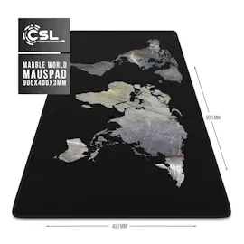 CSL Gaming Mauspad, XXL Schreibtischunterlage 900 x 400mm, Präzision & Geschwindigkeit, Marmor schwarz