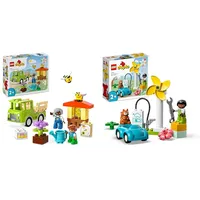 LEGO 10419 DUPLO Town Imkerei und Bienenstöcke, Lernspielzeug für Kleinkinder & DUPLO Town Windrad und Elektroauto, Spielzeugauto-Lernspielzeug