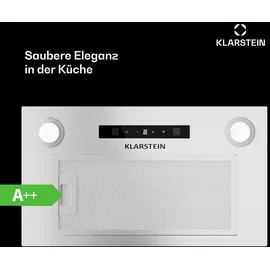 Klarstein Dunstabzugshaube Abluft/Umluft-Dunstabzugshaube mit Filter, LED-Beleuchtung, Timer & Touch-Bedienfeld, Leise Einbau-Abzugshaube mit 439 m3/h LED Touch A++ Weiß