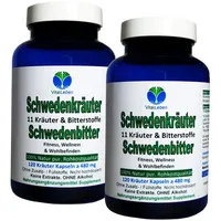 Schwedenkräuter - Schwedenbitter - BITTER KRÄUTER & Bitterstoffe OHNE Alkohol 240 (2x120) Kapseln für Fitness, Wellness & Wohlbefinden NATUR PUR - ohne ZUSATZSTOFFE. 26645-2