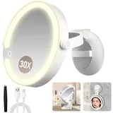 Vergrößerungsspiegel mit Beleuchtung und Saugnapf - tragbar, 30x, 3 Lichtmodi