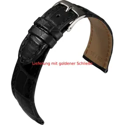 Eulit Krokodil- / Alligatorleder Alligator Classic 18mm" E58544618101" - schwarz