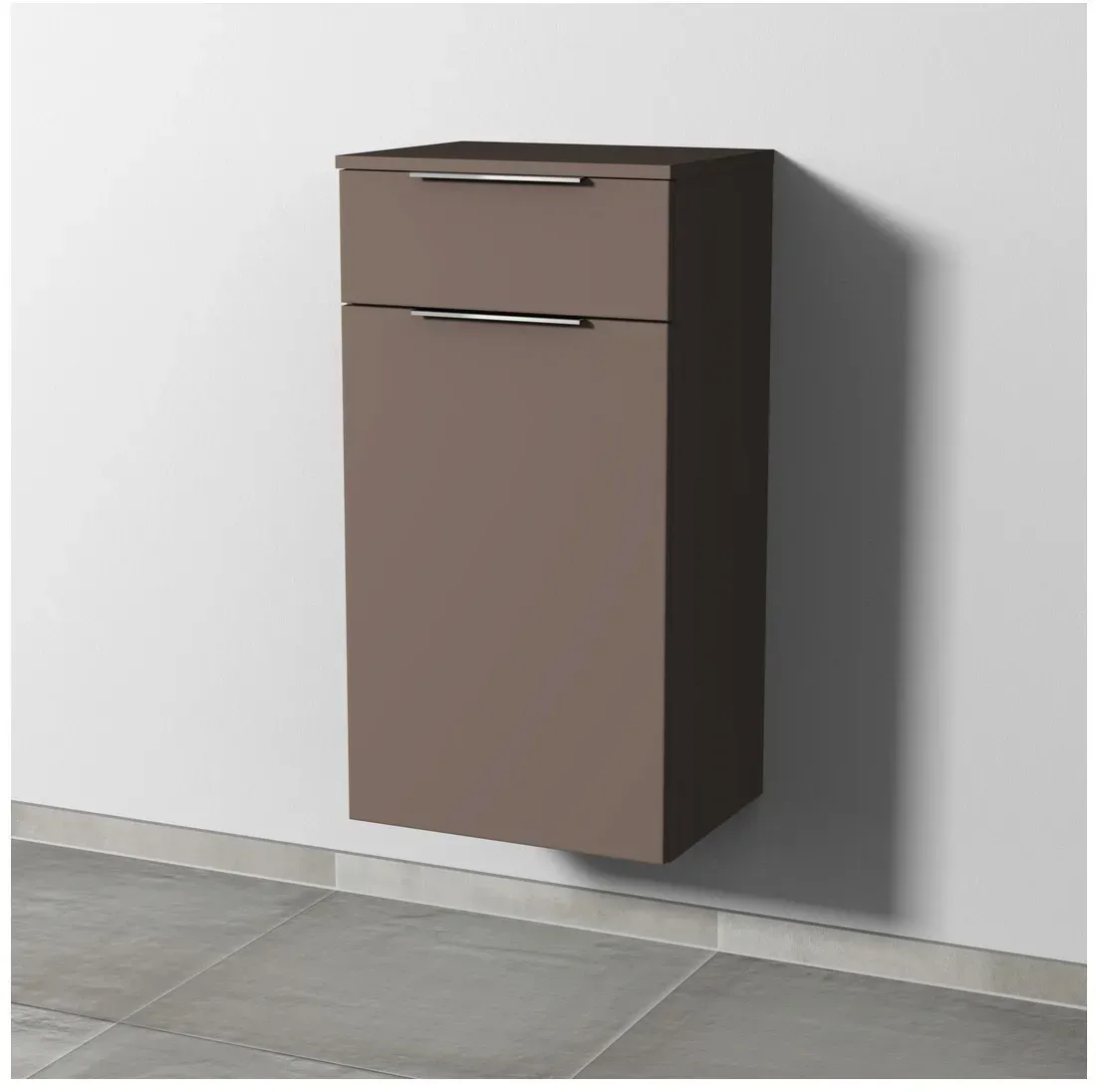 Sanipa 3way Mittelschrank mit 1 Auszug und 1 Wäschekorbklappe, Taupe-Matt, UP1541T UP1541T