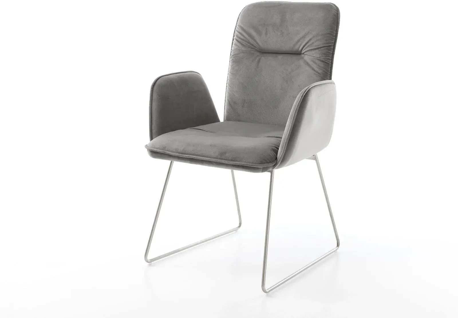 DELIFE Esszimmerstuhl Vinja-Flex Samt Grau Kufengestell Edelstahl, Esszimmerstühle