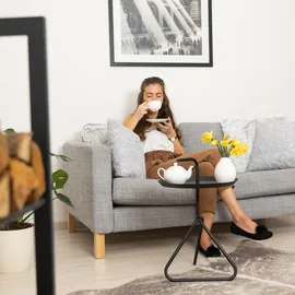 Relaxdays Beistelltisch Metall, mit Griff schwarz