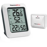 ThermoPro TP60C Funk Thermo-Hygrometer Thermometer Hygrometer Klima-Monitor Funkwetterstation mit Funk-Außensensor, Reichweite bis zu 150m