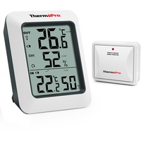 ThermoPro TP60C Funk Thermo-Hygrometer Thermometer Hygrometer Klima-Monitor Funkwetterstation mit Funk-Außensensor, Reichweite bis zu 150m