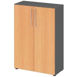 Hammerbacher Aktenschrank 4550, V4550/G/6/BM grafit, buche 2 Fachböden 80,0 x 34,6 x 114,4 cm