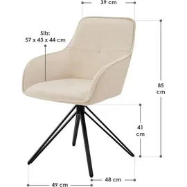 Juskys Drehstuhl Clyde Samt Beige