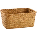 Cabilock Rattan Korb Geflochtener Korb Seegras Korb Regalkorb Rattankorb Weidenkorb Aufbewahrungskorb Kosmetik Organizer für Zuhause Küche Wohnzimmer 20x13cm