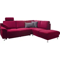 Candy 3C Carina Ecksofa »Korfu L-Form«, incl.- 1 Kopfstütze, wahlweise mit Schlafunktion und Stauraum, rot