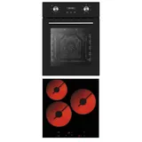 PKM Einbau Herd Set Backofen nur 45 cm breit Glaskeramik-Kochfeld Umluft Timer
