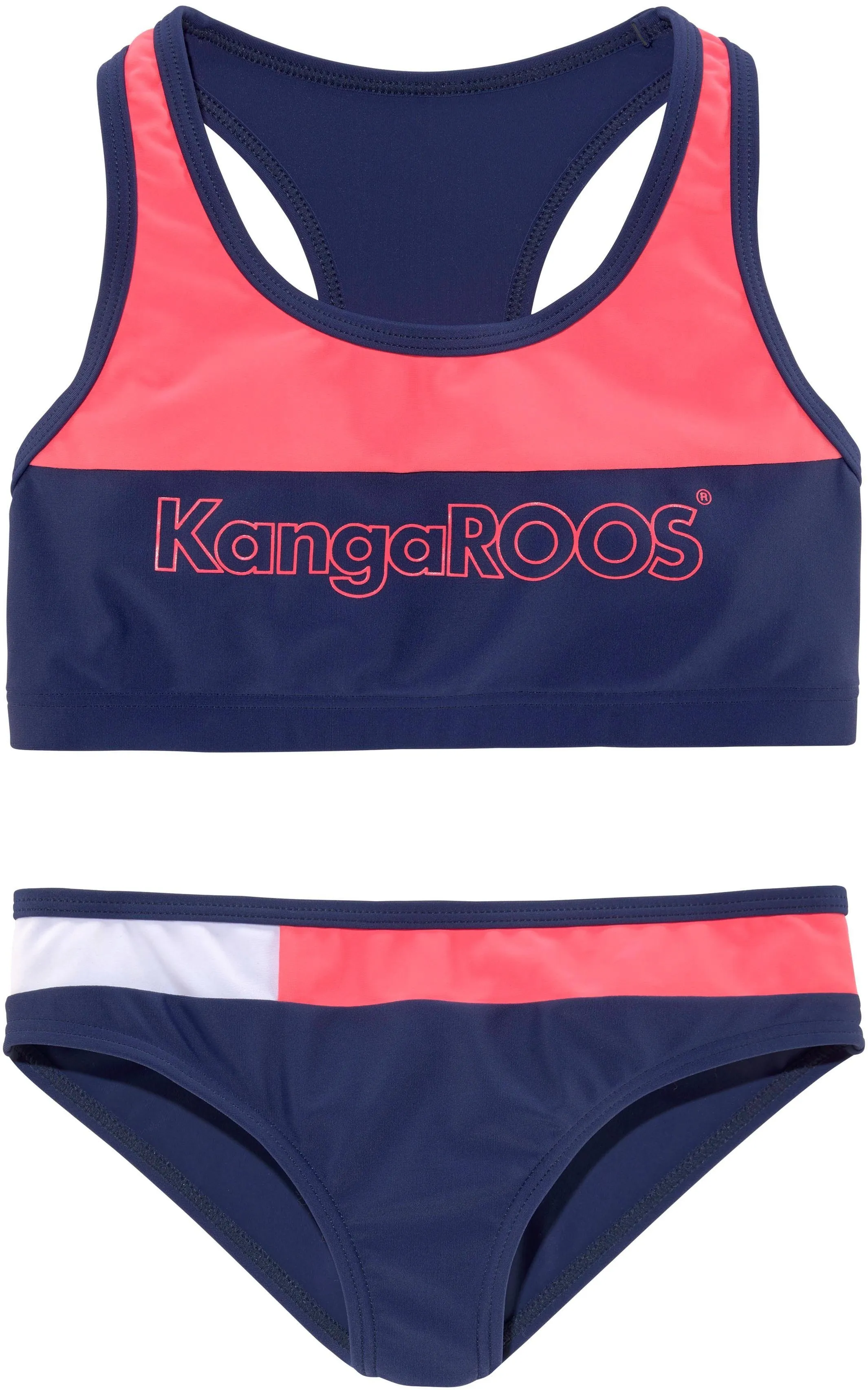 KangaROOS Bustier-Bikini »Energy Kids«, (1 St.), im Colourblocking-Design KangaROOS marine-pink-weiß 158/164