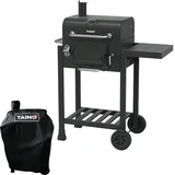 TAINO HERO Set Smoker klein BBQ Grillwagen Holzkohle-Grill Gasgrill Kombi-Grill Grillwagen Abdeckhaube