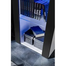 komodee Komodee, Vitrine, Weiß, Schwarz, Glas, Uni, 3 Fächer, Rechteckig, 55x159x35 cm, Wohnzimmer, Wohnwände, Vitrinenschränke