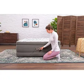 BESTWAY TriTech® Doppelluftbett Fashion FlockTM mit integrierter Elektropumpe 203 x 152 x 56 cm - Braun