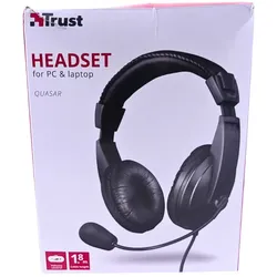 TRUST Quasar Headset für PC/Laptop gepolsteter Kopfhörer verstellbarer Bügel ...