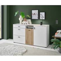 INOSIGN Sideboard »Hudson«, in moderner Trendfarbe, Griffe aus Metall (Schwarz), Breite 150 cm, weiß