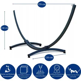 Potenza Verzinkter Tytan Gestell Outdoor Hängemattengestell XXL 360cm, 350kg I Gestell für Hängematten, Rahmen aus Stahl wetterfest Grau