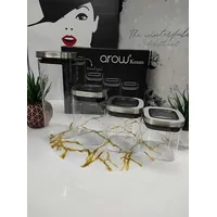 özberk 4er Set Vorratsdose, Aufbewahrungsdosen aus Glas mit Metalldeckel