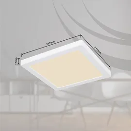 ETC Shop LED Panel Deckenleuchte Schlafzimmerlampe, Modern weiß, CCT-Schaltung, 18W 1500lm 3000K-6500K warmweiß-kaltweiß, LxBxH 21,7x21,7x1,7 cm