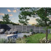 Tetzner & Jentzsch Sichtschutzelement "Evansville" Zaunelemente langlebig, witterungsbeständig Gr. H/L: 180 cm x 11,23 m H/L: 180 cm, grau (grau, silber) Sichtschutzelemente