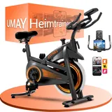 UMAY Heimtrainer Fahrrad, Indoor Spinning Bike, Ergometer mit Pulsmessung & LED Display, Hometrainer für Zuhause, Komfortabler Sitz, Bis 136KG