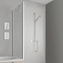 Kermi Pega Seitenwand verkürzt auf Badewanne PETVD08016VPK 80x160cm, silber hochglanz, ESG klar Clean