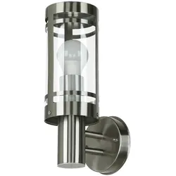 Licht-Erlebnisse Außenlampe Edelstahl PRAG IP44 Modern E27 elegante Outdoor Wandleuchte Haus Hof Balkon, CX381-83-78