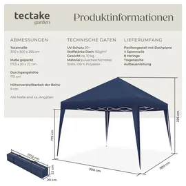 Tectake tectake® Pavillon Linosa 3 x 3 m