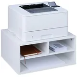 Relaxdays Druckerständer Schreibtisch, 3 Fächer, Regal für Drucker, Druckerhalter, H x B x T: 22,5 x 47 x 40 cm, weiß