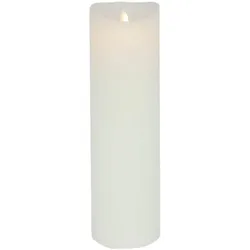 B & S Echtwachs LED Kerze mit Timerfunktion und beweglicher Flamme H 15 cm Weiß