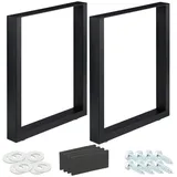 Relaxdays 2er Set, BxH: 60x72 cm, Metall Tischbeine Schreibtisch, Esstisch, Couchtisch, Industrial, schwarz