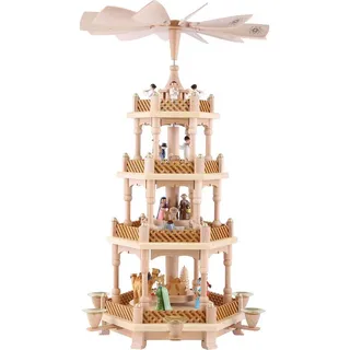 Richard Glässer GmbH Seiffen Weihnachtspyramide Tischpyramide Erzgebirge Richard Glässer Seiffen Seiffen 3-stöckig Christi Geburt bunt, 16723
