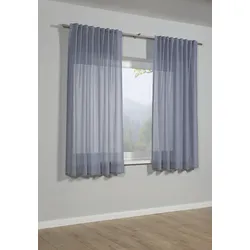 Gardine GARDINIA "Schal mit Gardinenband Struktur Uni", blau, B:140cm H:175cm, Obermaterial: 100% Polyester, Gardinen, mit Struktur Motiv