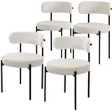 4er Set Esszimmerstühle Wohnzimmerstühle Küchenstühle Rückenlehne Stoff Weiß