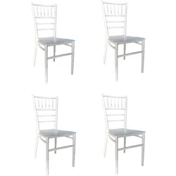Stapelbarer Stuhl aus Polypropylen für Innen- und Außenbereich Garten Bar Küche. Set von 4 Stück. Farbe WEISS