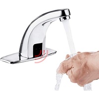 Sensor Wasserhahn, Automatische Infrarot kalt Wasserhahn Zinklegierung Smart Touchless Waschbecken Wasserhahn mit Steuerbox für Küche Badezimmer (Batterien nicht enthalten)