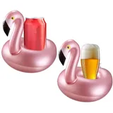 OUDQFCJ 2 Stück Kleine Flamingo Getränkehalter, Aufblasbare Getränkehalter für Whirlpool, Mini-Flamingo Schwimmender Getränkehalter, Getränkehalter für Schwimmbad