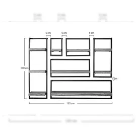 KAWOLA ERGEA Wandregal 40 x 30 x 25 cm Akazie