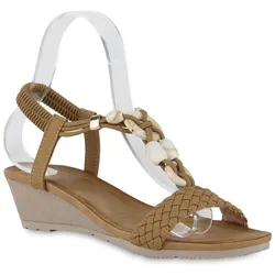 Damen Keilsandaletten in Khaki