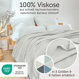 Blumtal Kühldecke 150x200 cm - Bambus Sommerdecke für Sofa - Bett, atmungsaktiv & kühlend – Hellgrau, ideal als Reisedecke- Hellgrau - Hellgrau