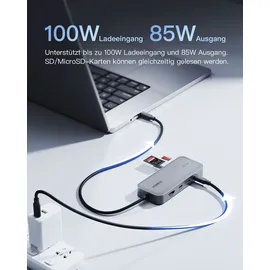 Inateck 10 in 1 USB C Hub, 4K 60Hz HDMI Docking Station, USB C Video+Data, 100W PD, 10Gbps 2 USB 3.2 C, 2 USB 3.0 A, RJ45 Ethernet, SD/TF, 50cm Kable, Für Windows 7/10/11, Linux, MacOS 10.2, HB2030