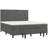 vidaXL Boxspringbett mit Matratze Dunkelgrau 160x200 cm Samt