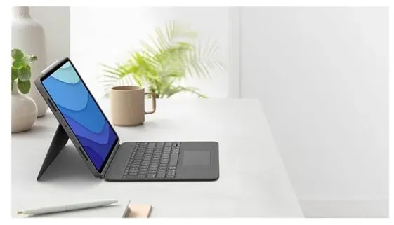 Combo Touch - keyboard and folio case - with trackpad - QWERTY - US International - oxford grey - Tastatur & Folio-Set - Universal - Grau