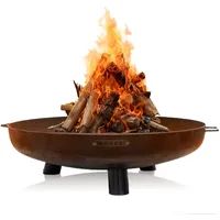 Moodz Feuerschale 100cm - Feuerschalen für den Garten - Feuerstelle Outdoor & Feuertonne - Feuerschale aus Cortenstahl - Feuerkorb für den Garten - 100x100x23,5cm - Mit Füßen und Griff