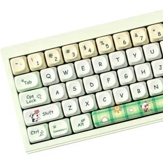 PBT Green Panda Keycaps, Moa Profile Keycap, Cute Round Kawaii Keyboard Keycap, 149 Keys Dye-Sublimation Keycap Set With Keycaps Puller for Mechanical Keyboard 60% 75% 100%
