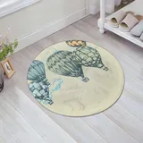FSDGY Badvorleger Fußmatte Flauschig Teppich Badezimmerteppich Duschmatte für Bade & Wohnzimmer Schlafzimmer,Vintage Heißluftballons in sanften Tönen fliegen in den Himmel Air High Tourism,60x60 cm