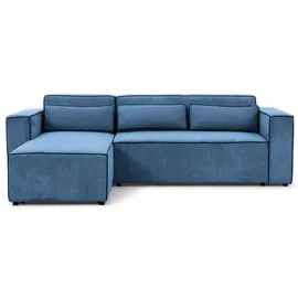 Fun Möbel Ecksofa Schlafsofa WALDO Stoff Poso Blau Ottomane Links - Blau